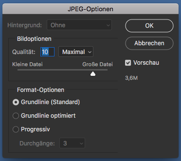 JPG Optionen