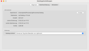 LR Katalogeinstellungen