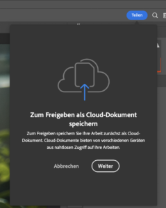Dokument in Creative Cloud freigeben