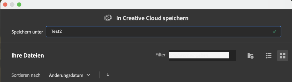 Dokument in Creative Cloud speichern