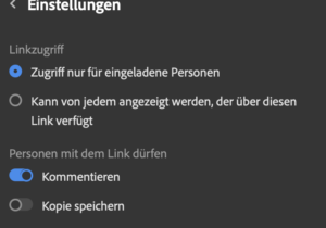 Einstellungen für das Teilen
