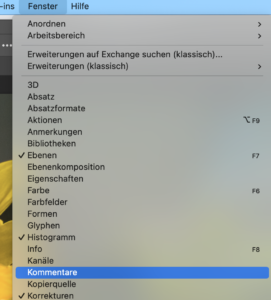 Kommentar in Photoshop anzeigen lassen
