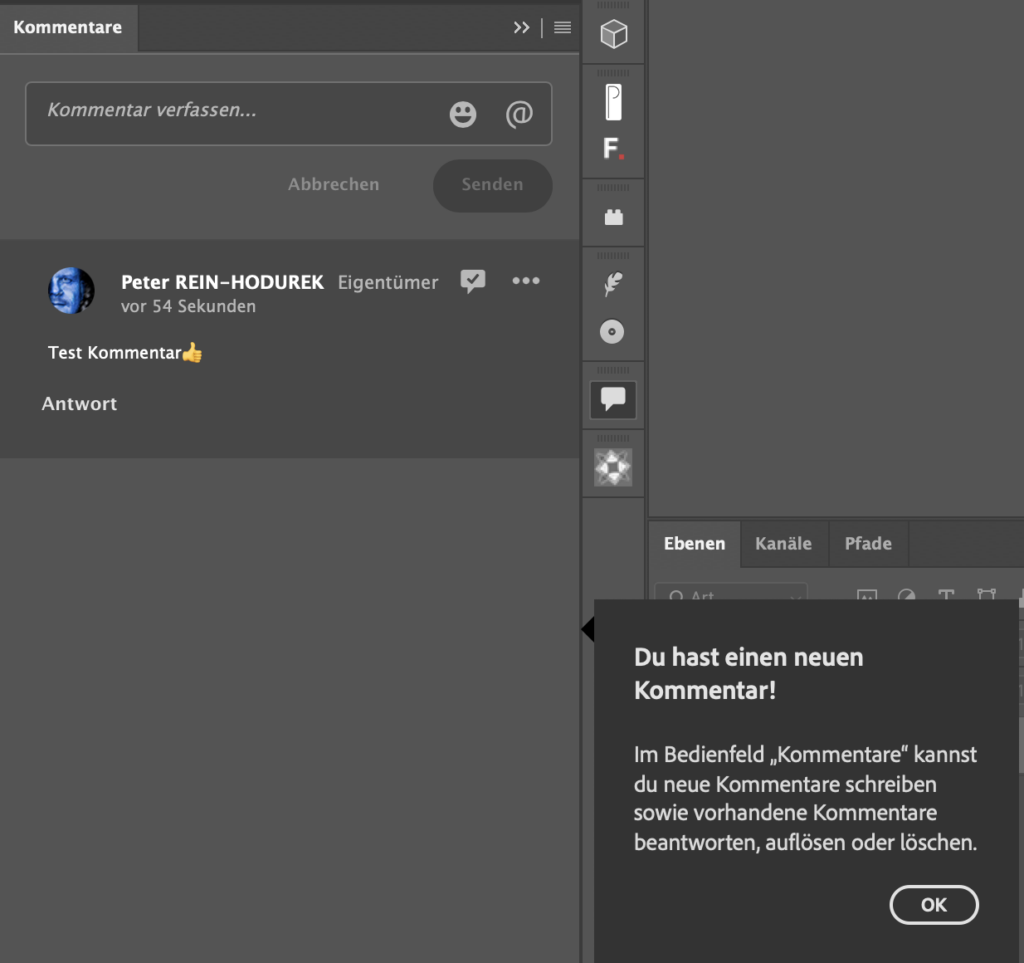 Kommentar in Photoshop